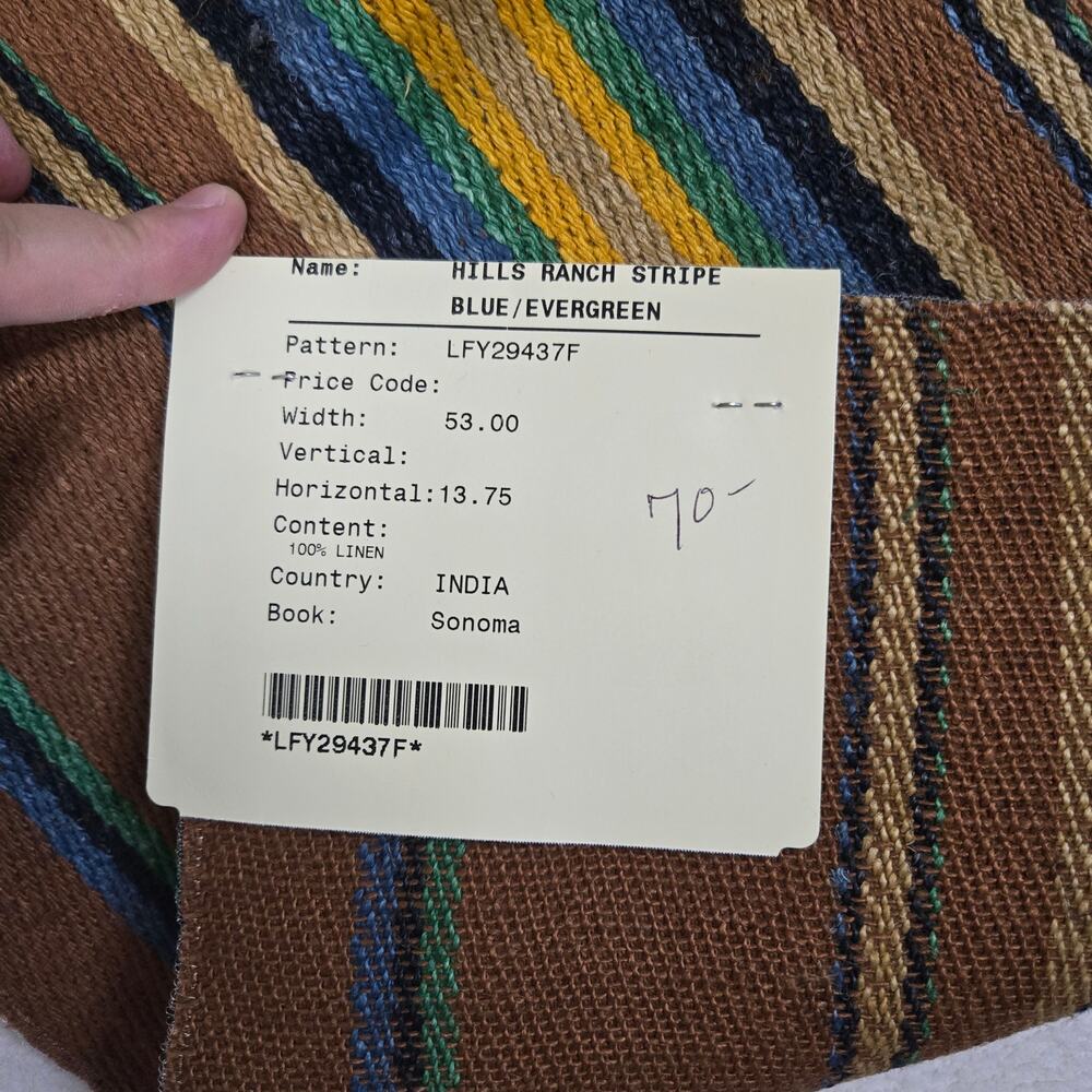 VTG Ralph Lauren Upholstery Fabric Hills Ranch Stripe Blue/Evergreen 27x27 0791 - Picture 2 of 4